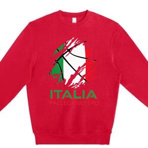 Italia Sports Fan Italian National Flag Art Italy Basketball Premium Crewneck Sweatshirt