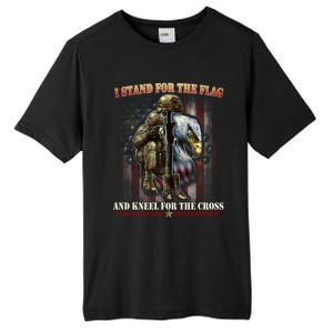 I Stand For The Flag And Kneel For The Cross Us Flag Veteran Cute Gift Tall Fusion ChromaSoft Performance T-Shirt