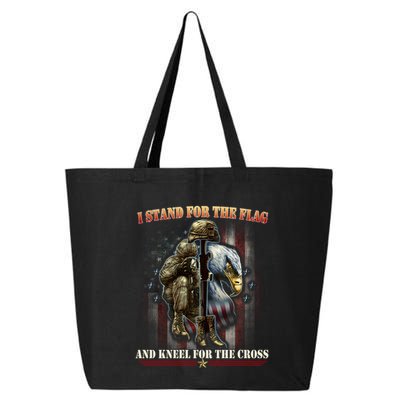I Stand For The Flag And Kneel For The Cross Us Flag Veteran Cute Gift 25L Jumbo Tote