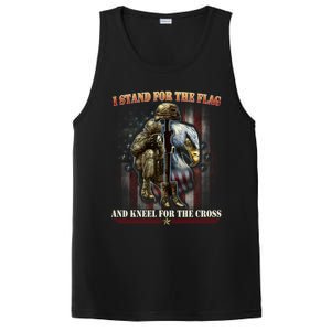 I Stand For The Flag And Kneel For The Cross Us Flag Veteran Cute Gift PosiCharge Competitor Tank