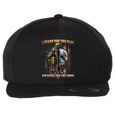 I Stand For The Flag And Kneel For The Cross Us Flag Veteran Cute Gift Wool Snapback Cap