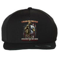 I Stand For The Flag And Kneel For The Cross Us Flag Veteran Cute Gift Wool Snapback Cap