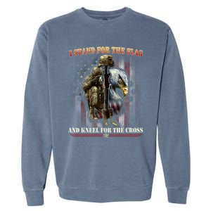 I Stand For The Flag And Kneel For The Cross Us Flag Veteran Cute Gift Garment-Dyed Sweatshirt