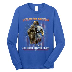 I Stand For The Flag And Kneel For The Cross Us Flag Veteran Cute Gift Long Sleeve Shirt