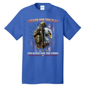 I Stand For The Flag And Kneel For The Cross Us Flag Veteran Cute Gift Tall T-Shirt