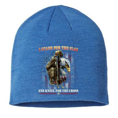 I Stand For The Flag And Kneel For The Cross Us Flag Veteran Cute Gift Sustainable Beanie