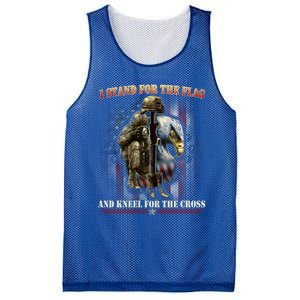 I Stand For The Flag And Kneel For The Cross Us Flag Veteran Cute Gift Mesh Reversible Basketball Jersey Tank