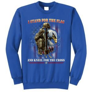 I Stand For The Flag And Kneel For The Cross Us Flag Veteran Cute Gift Tall Sweatshirt