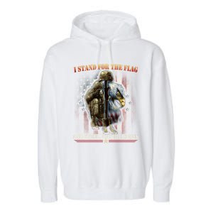 I Stand For The Flag And Kneel For The Cross Us Flag Veteran Cute Gift Garment-Dyed Fleece Hoodie