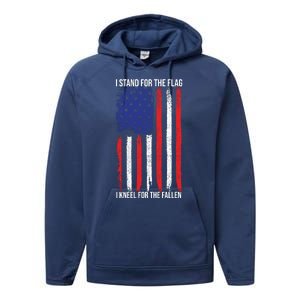 I Stand For The Flag I Kneel For The Fallen Usa Performance Fleece Hoodie