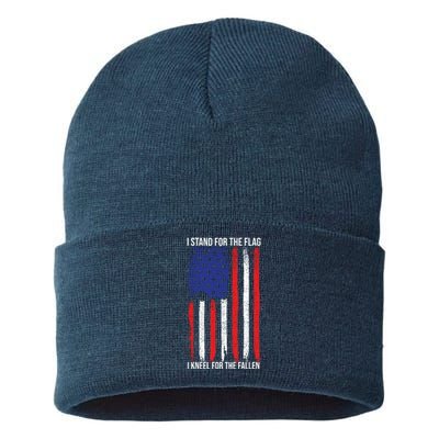 I Stand For The Flag I Kneel For The Fallen Usa Sustainable Knit Beanie