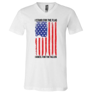 I Stand For The Flag I Kneel For The Fallen Usa V-Neck T-Shirt