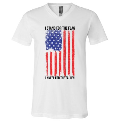 I Stand For The Flag I Kneel For The Fallen Usa V-Neck T-Shirt