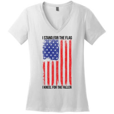 I Stand For The Flag I Kneel For The Fallen Usa Women's V-Neck T-Shirt
