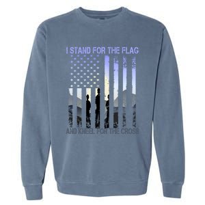 I Stand For The Flag And Kneel For The Cross Usa Tee Gift Garment-Dyed Sweatshirt