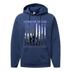 I Stand For The Flag And Kneel For The Cross Usa Tee Gift Performance Fleece Hoodie