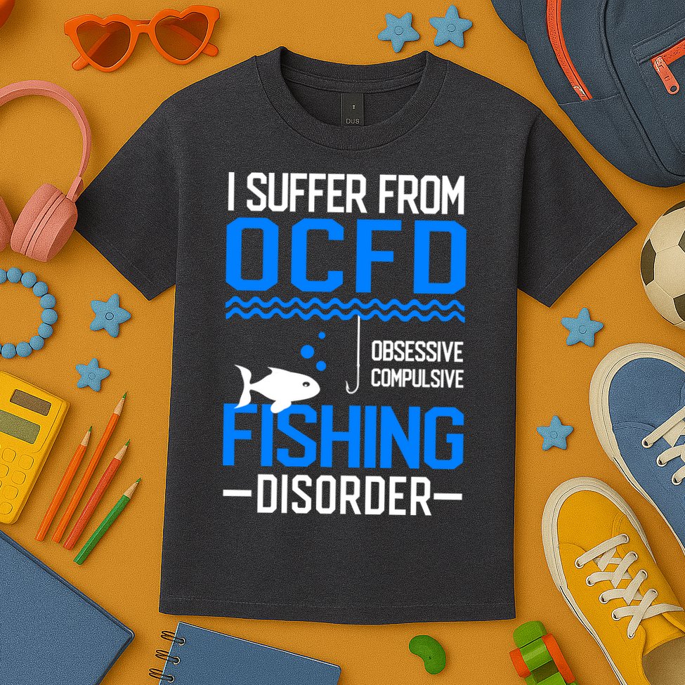 I Suffer From OCFD Fishing Discorder Cool Fish Daddy Kids T-Shirt