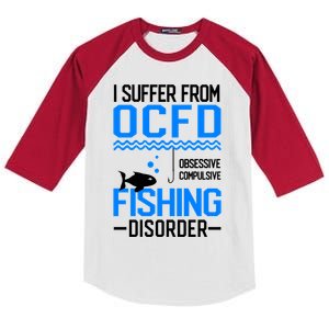 I Suffer From OCFD Fishing Discorder Cool Fish Daddy Kids Colorblock Raglan Jersey