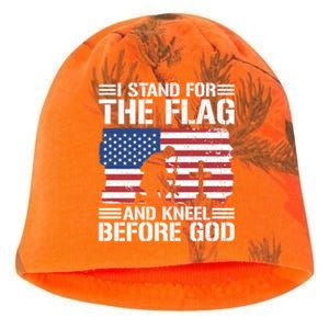 I Stand For The Flag And Kneel Before God Gift Kati - Camo Knit Beanie