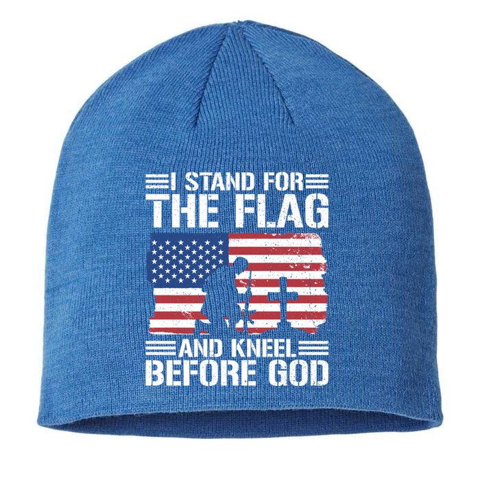 I Stand For The Flag And Kneel Before God Gift Sustainable Beanie