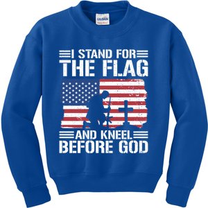 I Stand For The Flag And Kneel Before God Gift Kids Sweatshirt