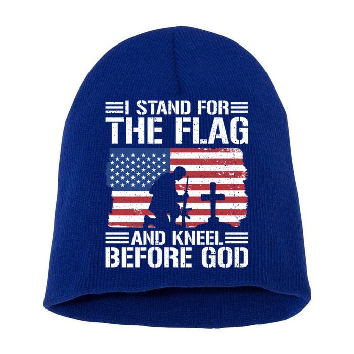 I Stand For The Flag And Kneel Before God Gift Short Acrylic Beanie