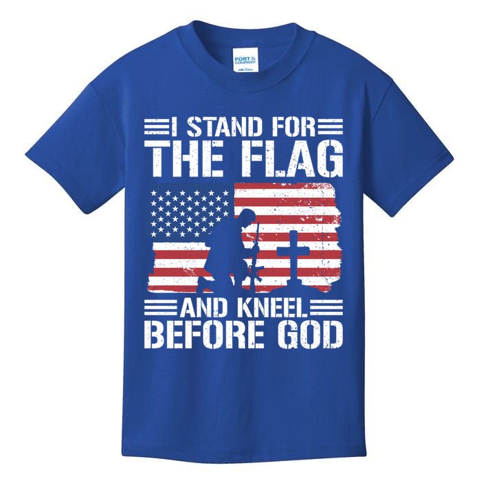 I Stand For The Flag And Kneel Before God Gift Kids T-Shirt