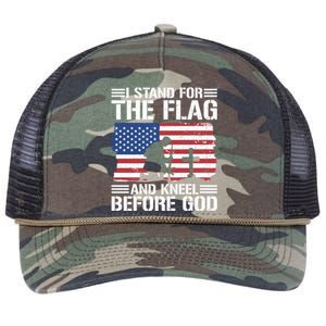 I Stand For The Flag And Kneel Before God Gift Retro Rope Trucker Hat Cap