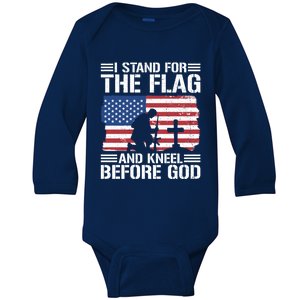 I Stand For The Flag And Kneel Before God Gift Baby Long Sleeve Bodysuit