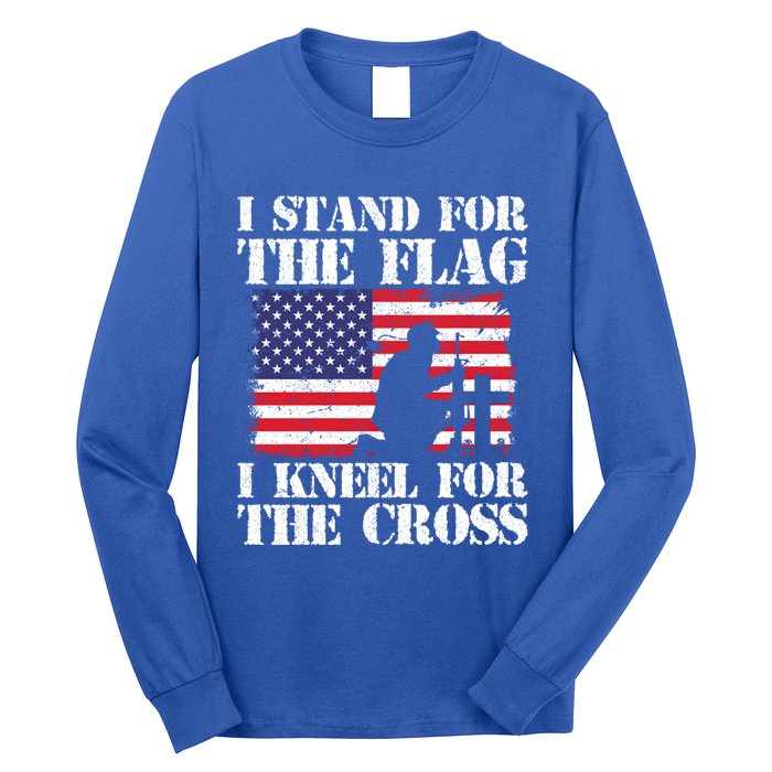 I Stand For The Flag I Kneel For The Cross 4th Of July Gift Long Sleeve Shirt