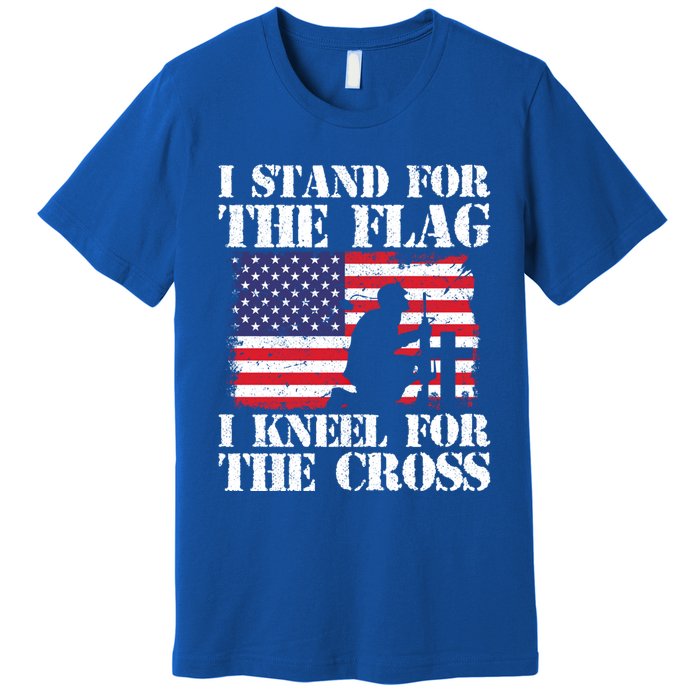 I Stand For The Flag I Kneel For The Cross 4th Of July Gift Premium T-Shirt