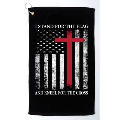 I Stand For The Flag And Kneel For The Cross American Flag Gift Golf Towel
