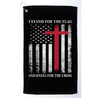 I Stand For The Flag And Kneel For The Cross American Flag Gift Golf Towel