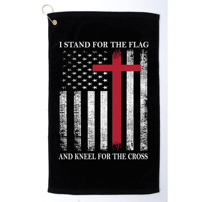 I Stand For The Flag And Kneel For The Cross American Flag Gift Golf Towel
