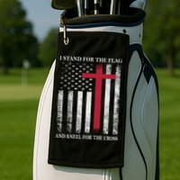 I Stand For The Flag And Kneel For The Cross American Flag Gift Golf Towel