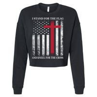 I Stand For The Flag And Kneel For The Cross American Flag Gift Cropped Pullover Crew