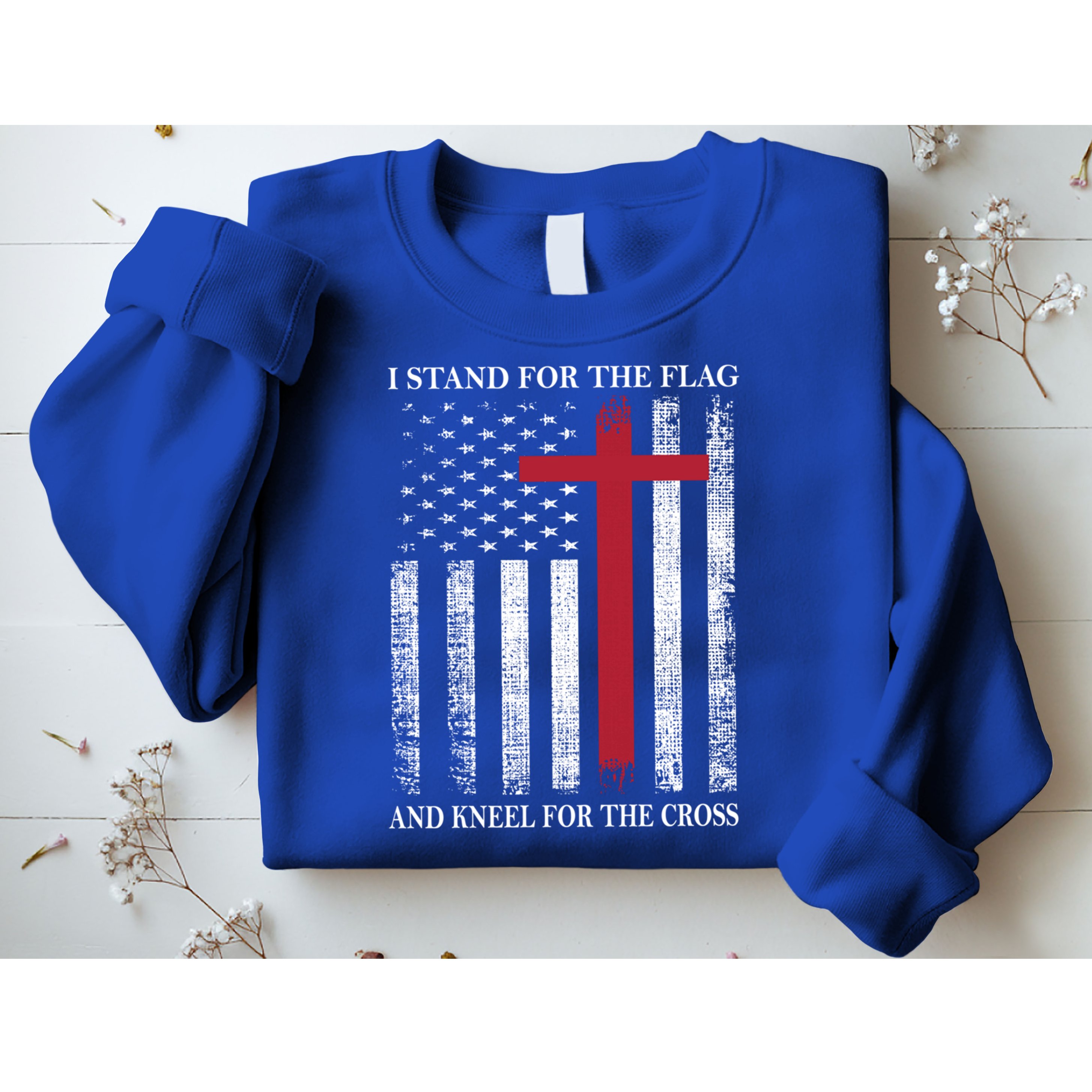 I Stand For The Flag And Kneel For The Cross American Flag Gift Sweatshirt