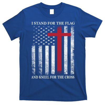 I Stand For The Flag And Kneel For The Cross American Flag Gift T-Shirt