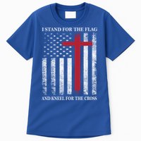 I Stand For The Flag And Kneel For The Cross American Flag Gift Tall T-Shirt