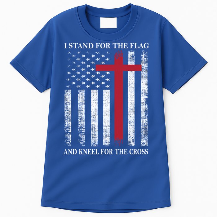 I Stand For The Flag And Kneel For The Cross American Flag Gift Tall T-Shirt