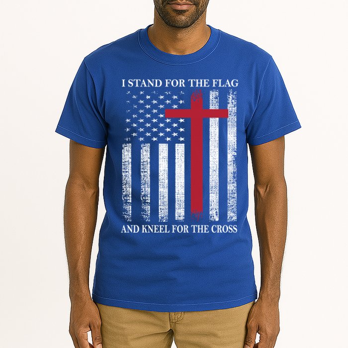 I Stand For The Flag And Kneel For The Cross American Flag Gift Tall T-Shirt