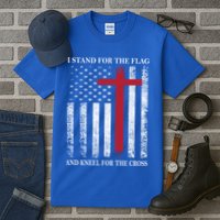 I Stand For The Flag And Kneel For The Cross American Flag Gift Tall T-Shirt