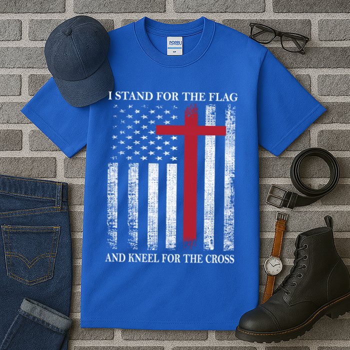 I Stand For The Flag And Kneel For The Cross American Flag Gift Tall T-Shirt