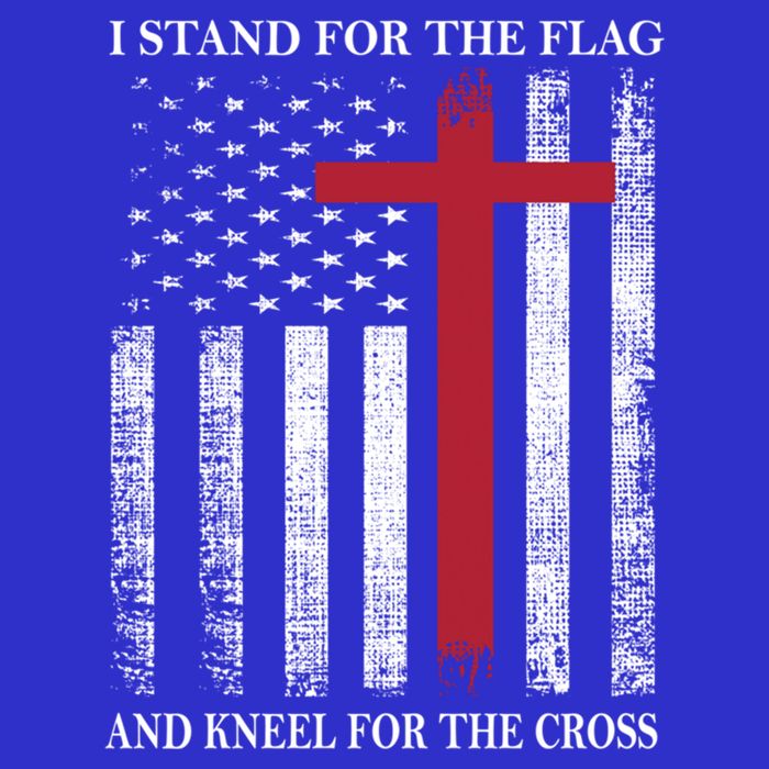I Stand For The Flag And Kneel For The Cross American Flag Gift Sustainable Beanie