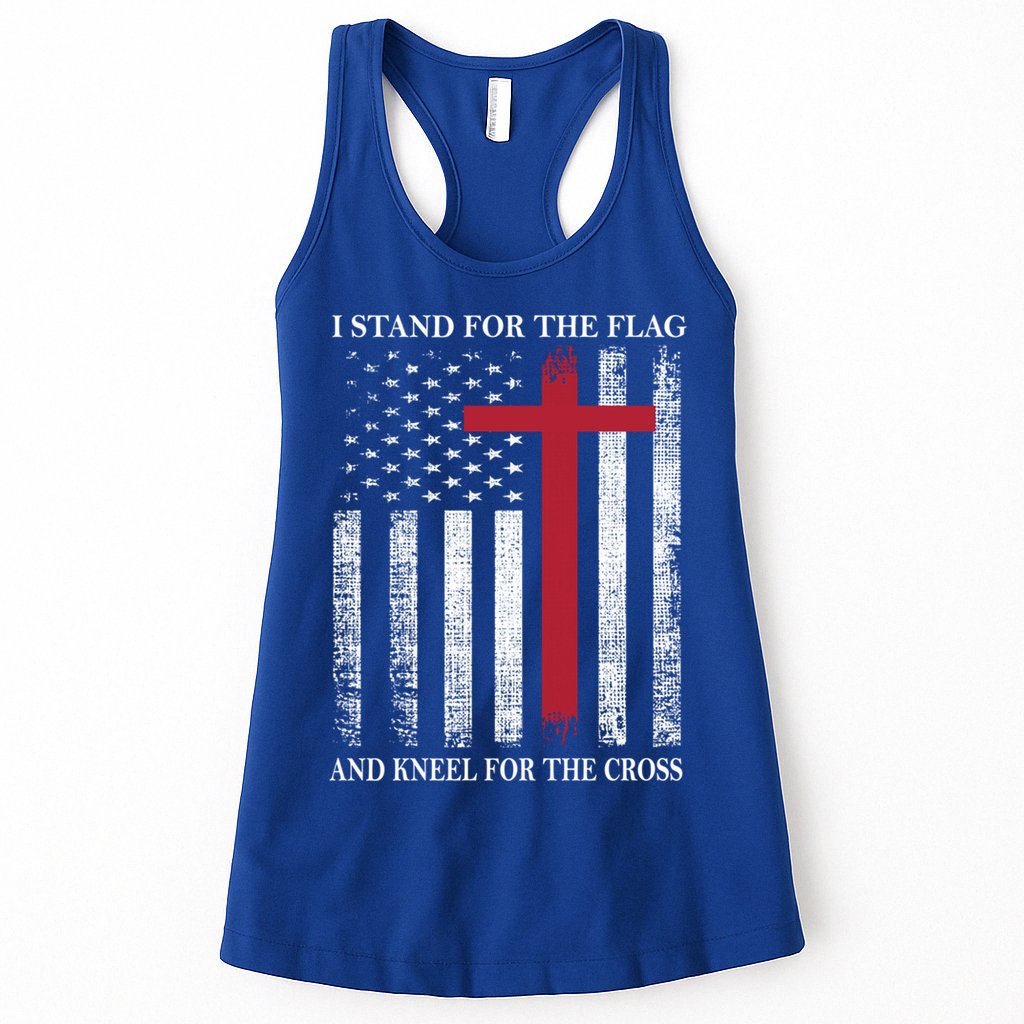 I Stand For The Flag And Kneel For The Cross American Flag Gift Womens Tank Top