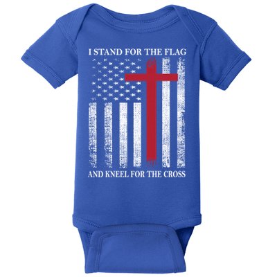 I Stand For The Flag And Kneel For The Cross American Flag Gift Baby Bodysuit