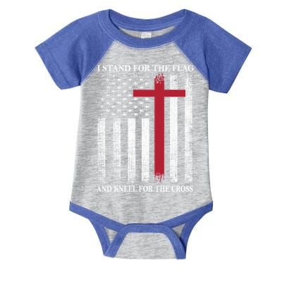 I Stand For The Flag And Kneel For The Cross American Flag Gift Infant Baby Jersey Bodysuit