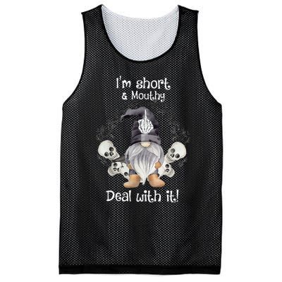 IM Short Funny MouthyS Deal Gnome With It Happy Halloween Mesh Reversible Basketball Jersey Tank