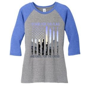 I Stand For The Flag And Kneel For The Cross Usa Tee Gift Women's Tri-Blend 3/4-Sleeve Raglan Shirt