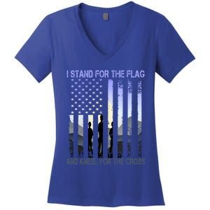 I Stand For The Flag And Kneel For The Cross Usa Tee Gift Women's V-Neck T-Shirt